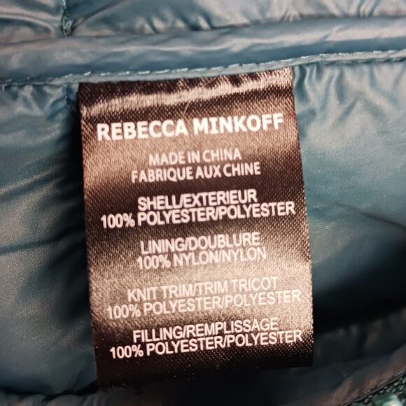 Rebecca Minkoff SZ XL Long Quilted Puffer Vest Deep Sea NWOT $268 Runs Large - Picture 8 of 8